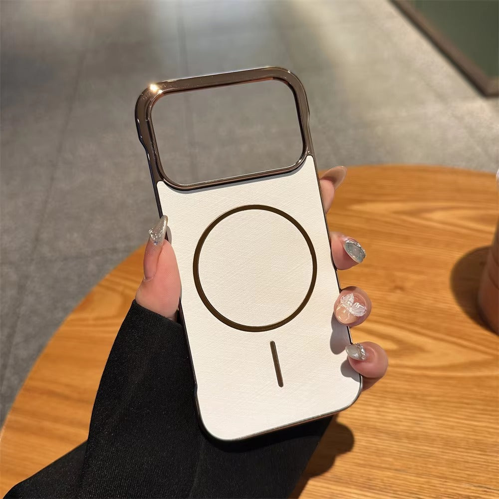 Luxury iPhone Case — Ultra-Slim Plating Frameless Gold-Wire Magnetic Cover with Shockproof Design and MagSafe Wireless-Charging Protection