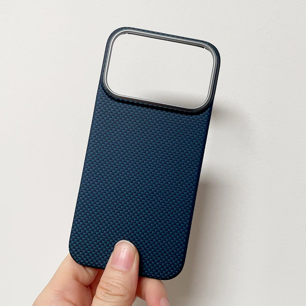 Luxury iPhone Case — Ultra-Thin 600D Real Carbon Fiber MagSafe Cover with Aramid Kevlar Protection, Matte Anti-Fingerprint Full-Coverage Waterproof Design