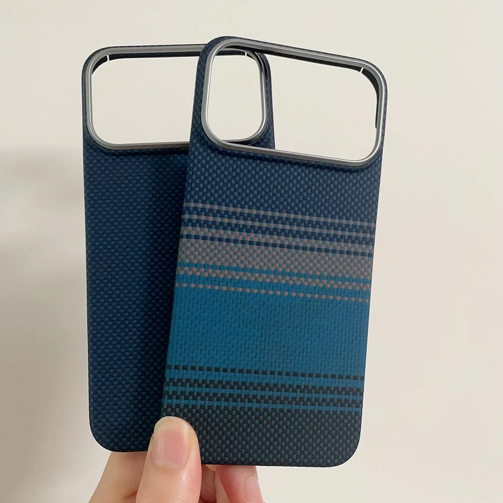 Luxury iPhone Case — Ultra-Thin 600D Real Carbon Fiber MagSafe Cover with Aramid Kevlar Protection, Matte Anti-Fingerprint Full-Coverage Waterproof Design