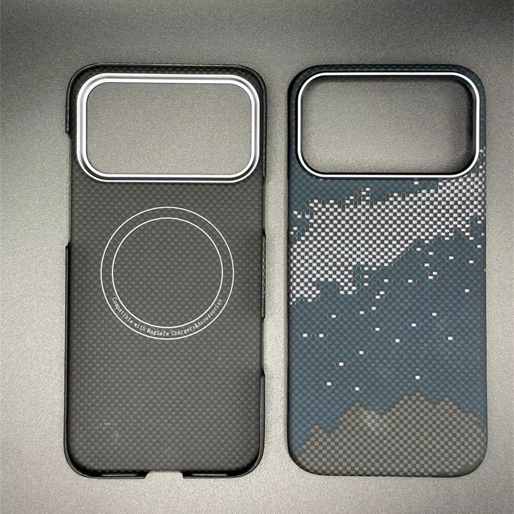 Luxury iPhone Case — Ultra-Thin 600D Real Carbon Fiber MagSafe Cover with Aramid Kevlar Protection, Matte Anti-Fingerprint Full-Coverage Waterproof Design