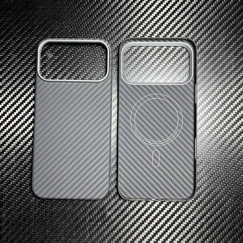 Luxury iPhone Case — Ultra-Thin Aramid Carbon Fiber MagSafe Cover with Full-Coverage Lightweight Protection and Durable Scratch-Resistant Texture