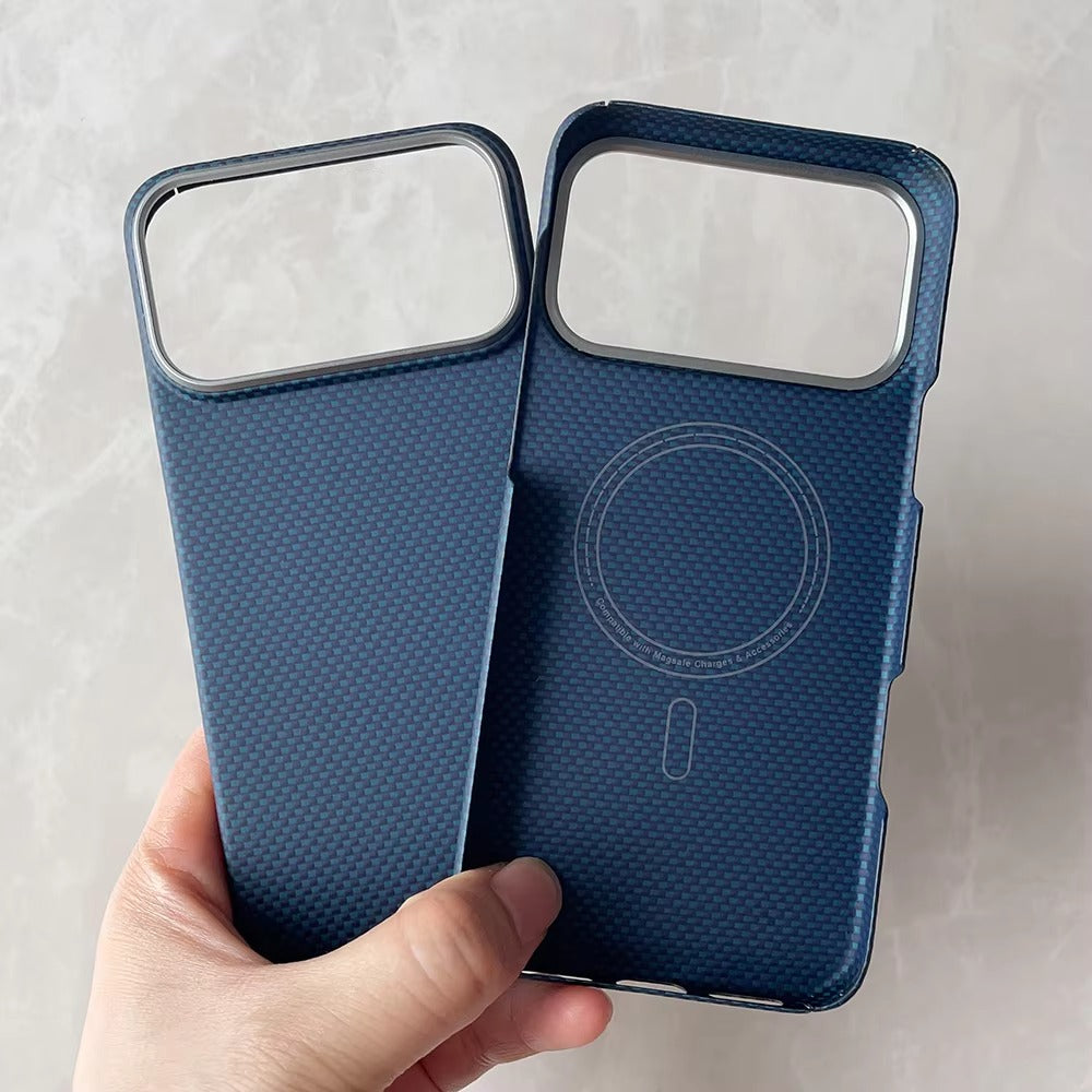 Luxury iPhone Case — Ultra-Thin Aramid Carbon Fiber MagSafe Cover with Kevlar-Grade Protection, Shock-Resistant Slim Design and Washable Finish