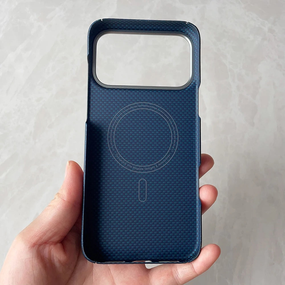 Luxury iPhone Case — Ultra-Thin Aramid Carbon Fiber MagSafe Cover with Kevlar-Grade Protection, Shock-Resistant Slim Design and Washable Finish