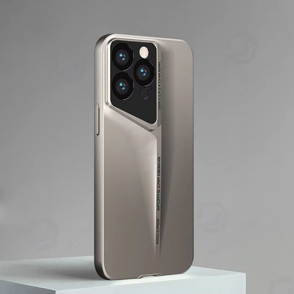Luxury iPhone Case — Ultra-Thin Blade Titanium-Style Cover with Shockproof Lens Protection, Lightweight Non-Slip Design & Skin-Safe Fashion Finish