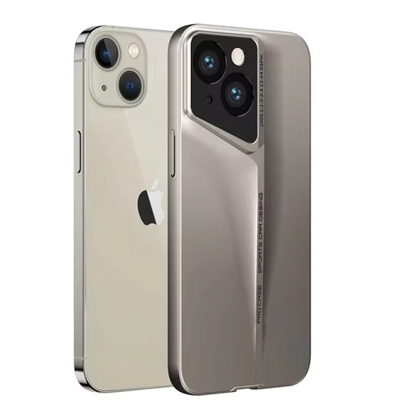 Luxury iPhone Case — Ultra-Thin Blade Titanium-Style Cover with Shockproof Lens Protection, Lightweight Non-Slip Design & Skin-Safe Fashion Finish