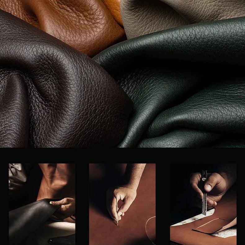 Luxury iPhone Case — Ultra-Thin Genuine Leather Hard Cover with PC+TPU Build, Dustproof Minimal Business Design & Half-Wrapped Protection