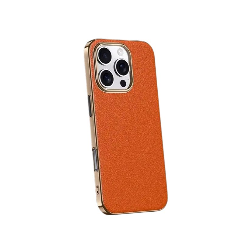 Luxury iPhone Case — Ultra-Thin Genuine Leather Hard Cover with PC+TPU Build, Dustproof Minimal Business Design & Half-Wrapped Protection