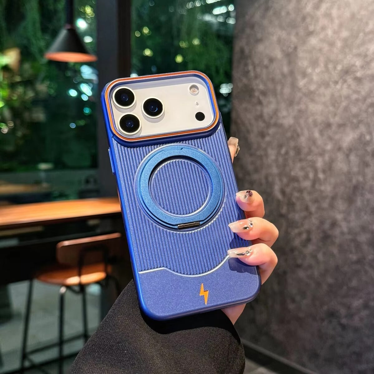 Luxury iPhone Case — Ultra-Thin Matte Magnetic Cover with 360° Rotating Metal Car Holder Stand and Shockproof Protective Design