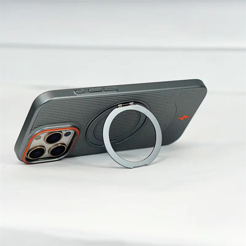 Luxury iPhone Case — Ultra-Thin Matte Magnetic Cover with 360° Rotating Metal Car Holder Stand and Shockproof Protective Design