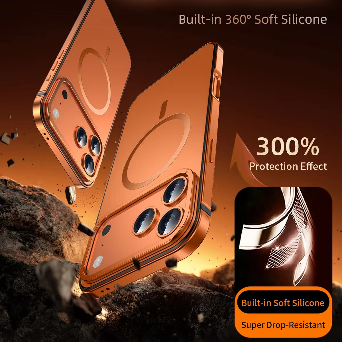 Luxury iPhone Case — Ultra-Thin Metal Alloy Bezel with Frosted Magnetic Back Cover, Shockproof PC+TPU Protective Design