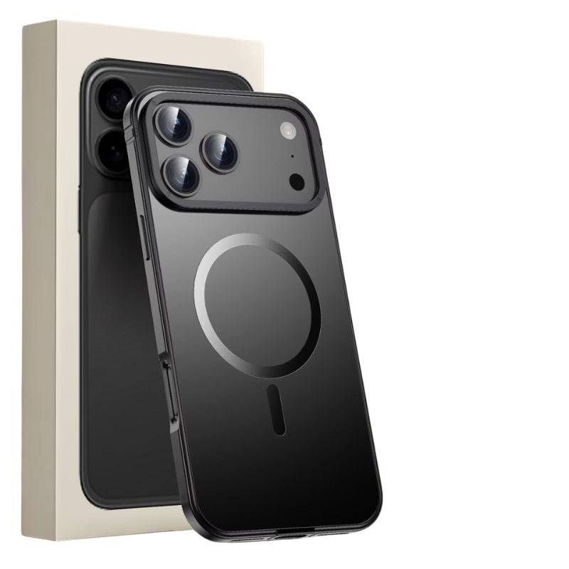 Luxury iPhone Case — Ultra-Thin Metal Alloy Bezel with Frosted Magnetic Back Cover, Shockproof PC+TPU Protective Design