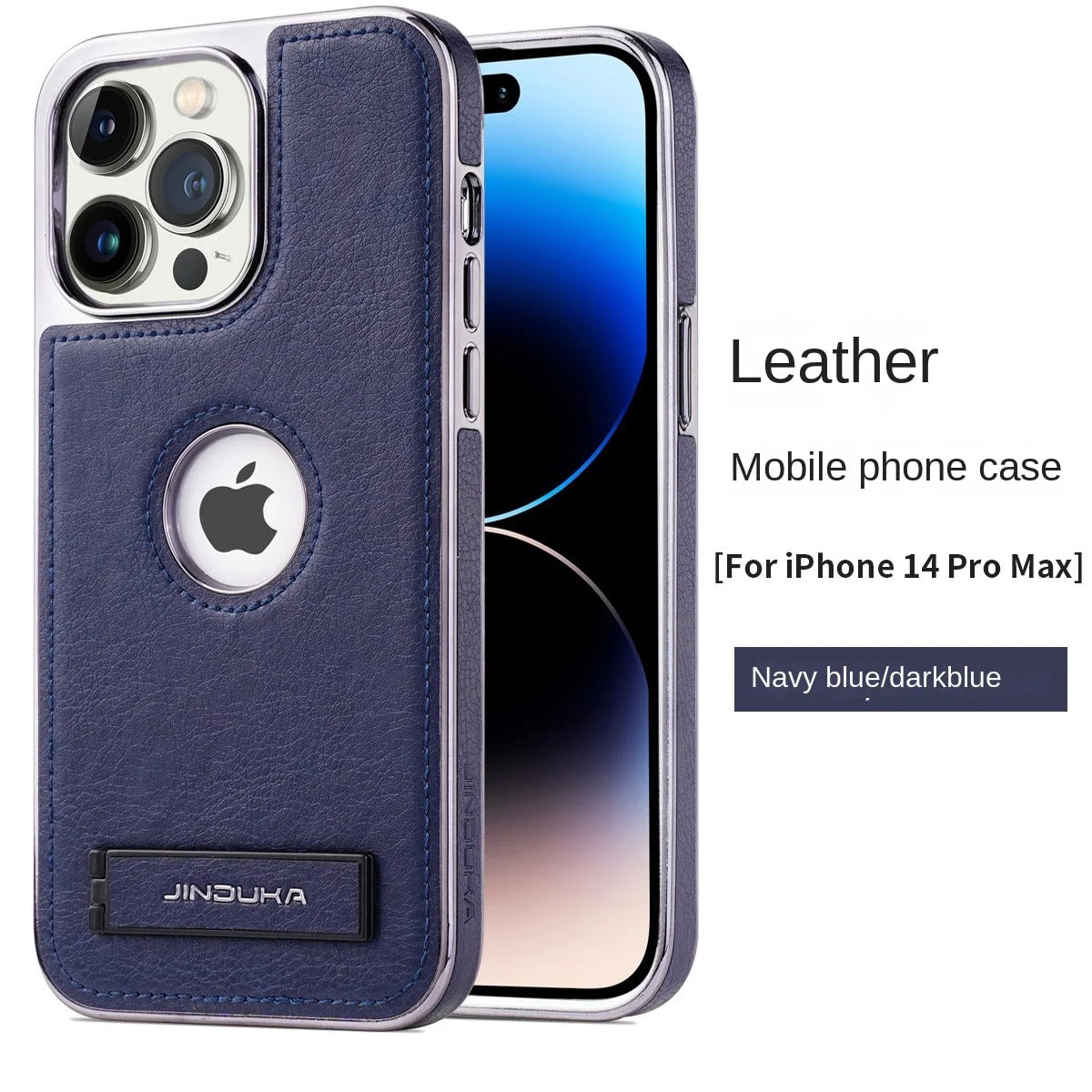 Luxury iPhone Case — Ultra-Thin PU Leather Cover with Invisible Fold Kickstand, Electroplated Bezel, Anti-Fingerprint Anti-Scratch Dustproof Non-Slip Design