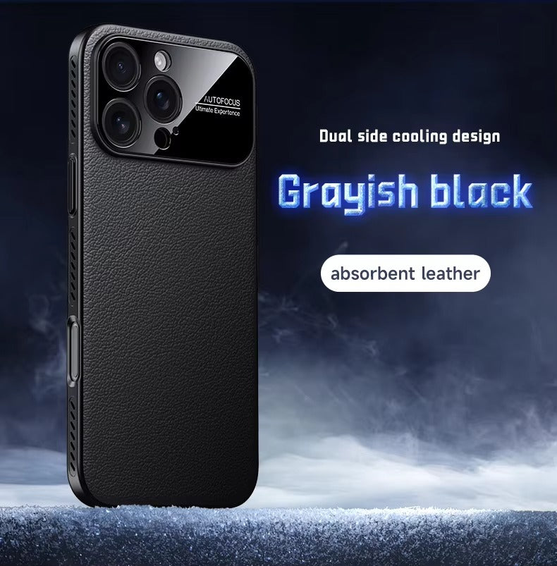 Luxury iPhone Case — Vegan Leather Heat-Dissipation Cover with Strong Magnetic Adsorption, Camera Lens Protector, Shockproof Dual-Layer Full-Coverage Design