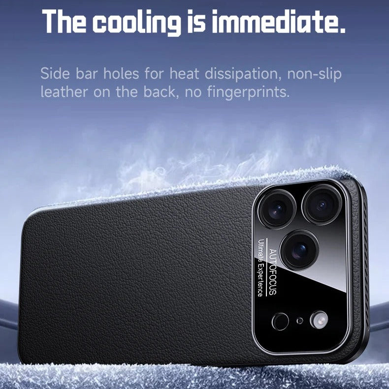 Luxury iPhone Case — Vegan Leather Heat-Dissipation Cover with Strong Magnetic Adsorption, Camera Lens Protector, Shockproof Dual-Layer Full-Coverage Design