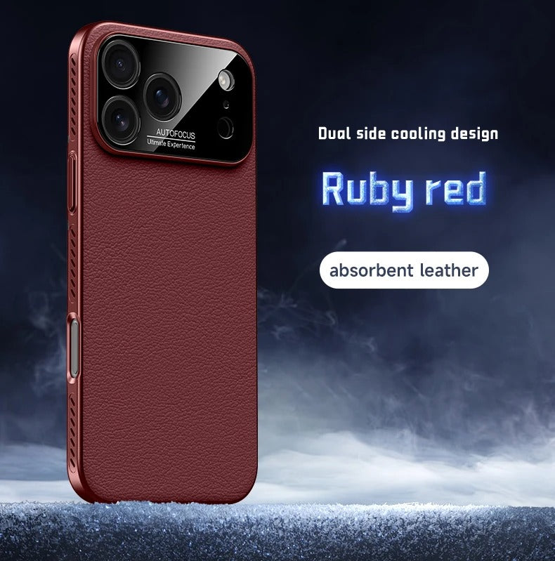 Luxury iPhone Case — Vegan Leather Heat-Dissipation Cover with Strong Magnetic Adsorption, Camera Lens Protector, Shockproof Dual-Layer Full-Coverage Design