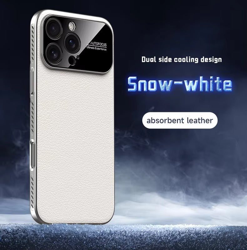 Luxury iPhone Case — Vegan Leather Heat-Dissipation Cover with Strong Magnetic Adsorption, Camera Lens Protector, Shockproof Dual-Layer Full-Coverage Design