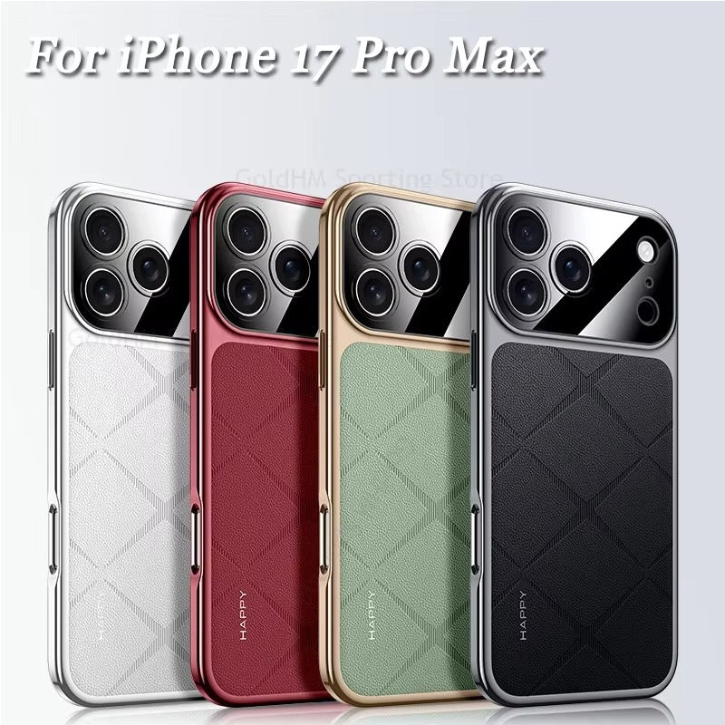 Luxury iPhone Case — Vegan Leather Integrated-Lens Cover with Scratch-Resistant Anti-Fingerprint Protection, Shockproof Non-Slip Half-Wrapped Design