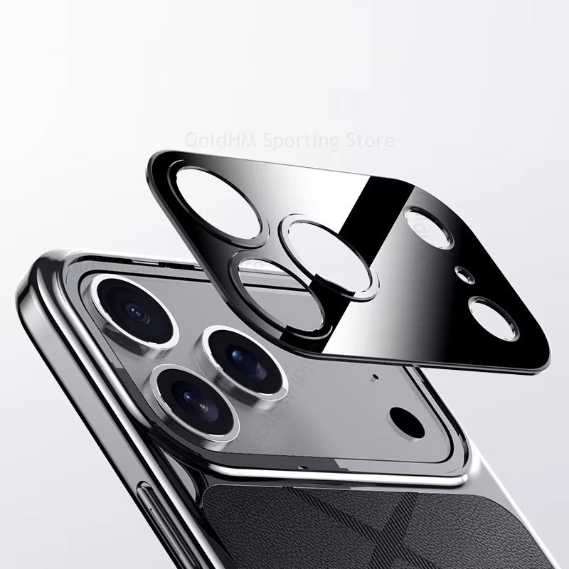 Luxury iPhone Case — Vegan Leather Integrated-Lens Cover with Scratch-Resistant Anti-Fingerprint Protection, Shockproof Non-Slip Half-Wrapped Design