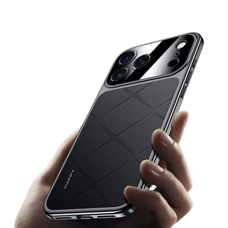 Luxury iPhone Case — Vegan Leather Integrated-Lens Cover with Scratch-Resistant Anti-Fingerprint Protection, Shockproof Non-Slip Half-Wrapped Design