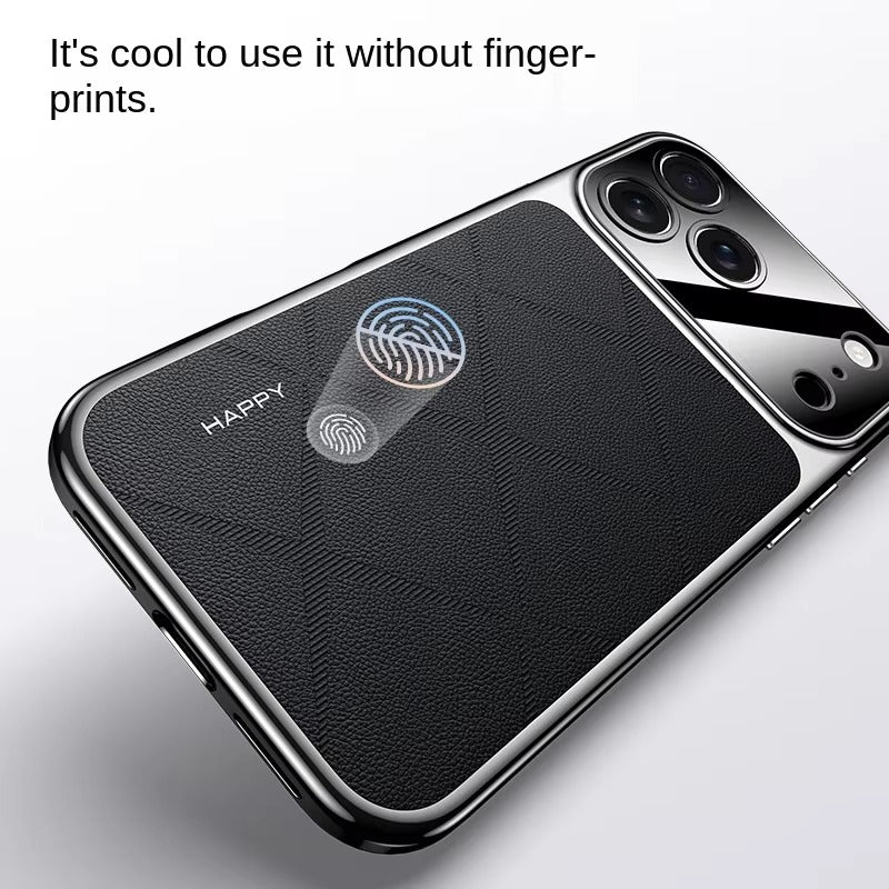 Luxury iPhone Case — Vegan Leather Integrated-Lens Cover with Scratch-Resistant Anti-Fingerprint Protection, Shockproof Non-Slip Half-Wrapped Design