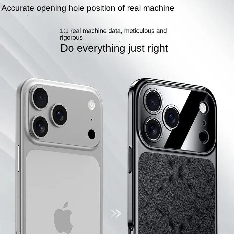 Luxury iPhone Case — Vegan Leather Integrated-Lens Cover with Scratch-Resistant Anti-Fingerprint Protection, Shockproof Non-Slip Half-Wrapped Design