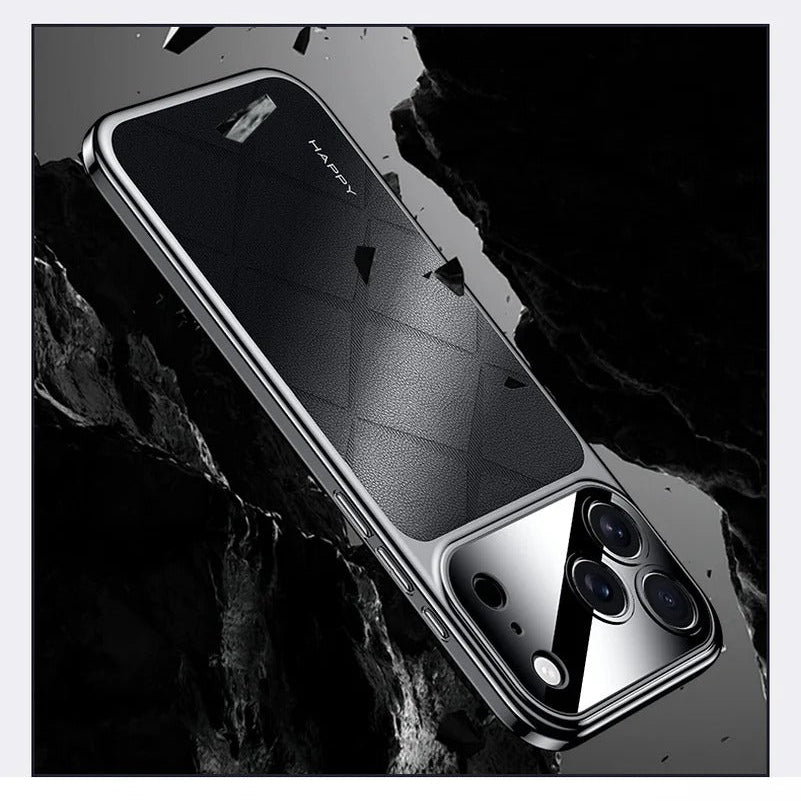 Luxury iPhone Case — Vegan Leather Integrated-Lens Cover with Scratch-Resistant Anti-Fingerprint Protection, Shockproof Non-Slip Half-Wrapped Design