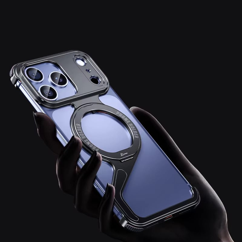 Luxury iPhone Case — Z-Shape Aluminum Alloy Frameless Magnetic Cover with Metal Shockproof Protection and Slim Minimal Design