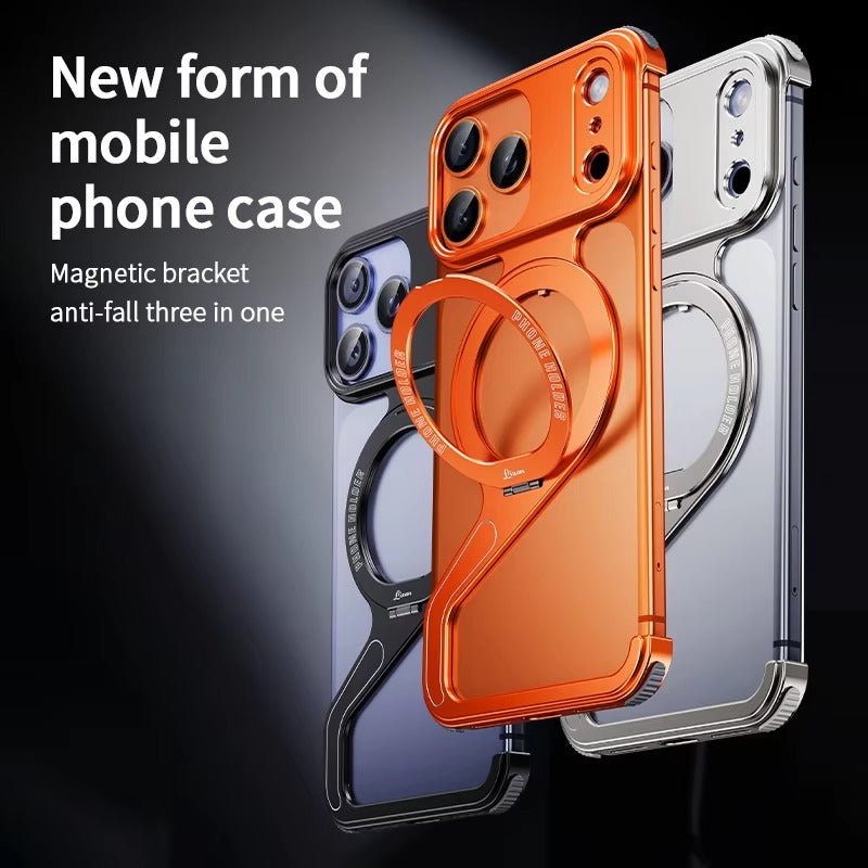 Luxury iPhone Case — Z-Shape Aluminum Alloy Frameless Magnetic Cover with Metal Shockproof Protection and Slim Minimal Design
