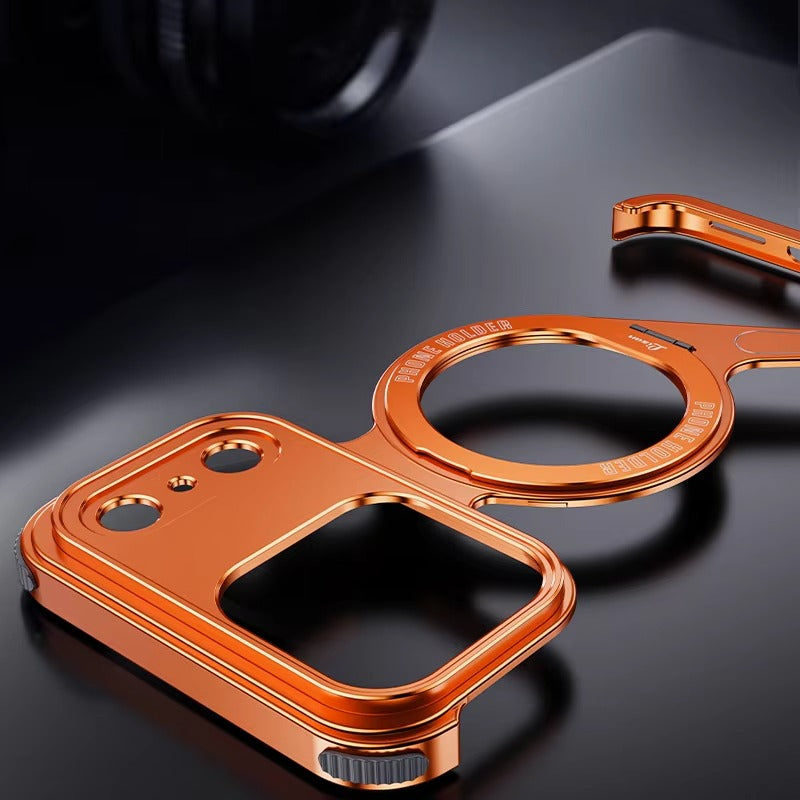Luxury iPhone Case — Z-Shape Aluminum Alloy Frameless Magnetic Cover with Metal Shockproof Protection and Slim Minimal Design