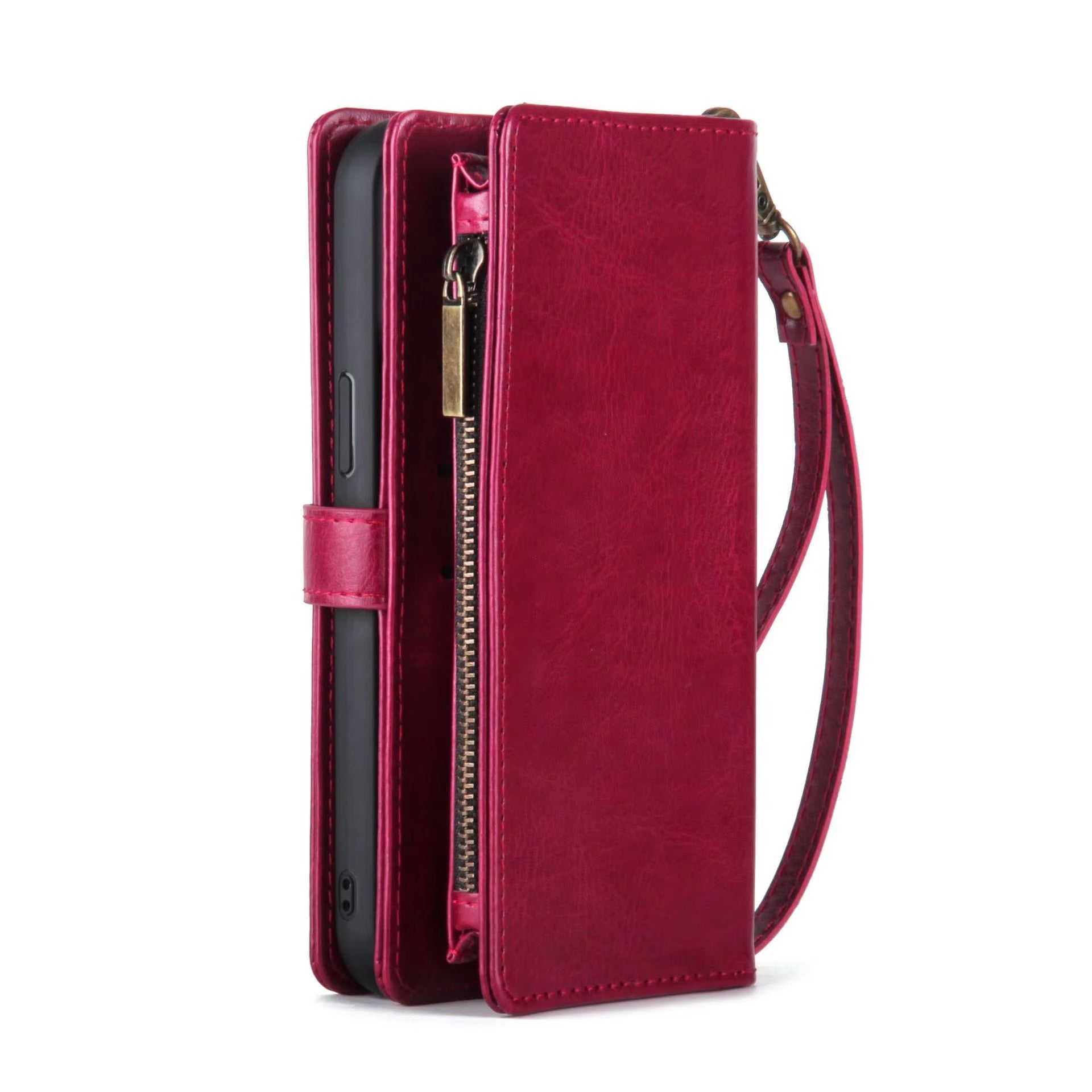 Luxury iPhone Case — 2-in-1 Detachable Magnetic Flip Leather Wallet with Zipper Purse, Dual-Layer Protection and Anti-Fingerprint Design