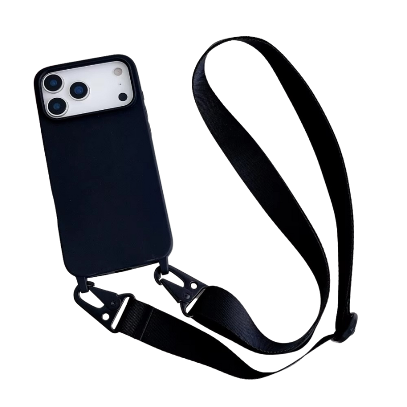 Luxury iPhone Case — Matte Silicone Shockproof Crossbody Cover with Lanyard, Anti-Fingerprint Anti-Scratch Dustproof Lightweight Transparent Design