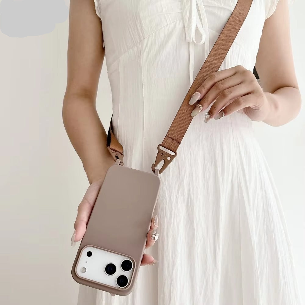 Luxury iPhone Case — Matte Silicone Shockproof Crossbody Cover with Lanyard, Anti-Fingerprint Anti-Scratch Dustproof Lightweight Transparent Design