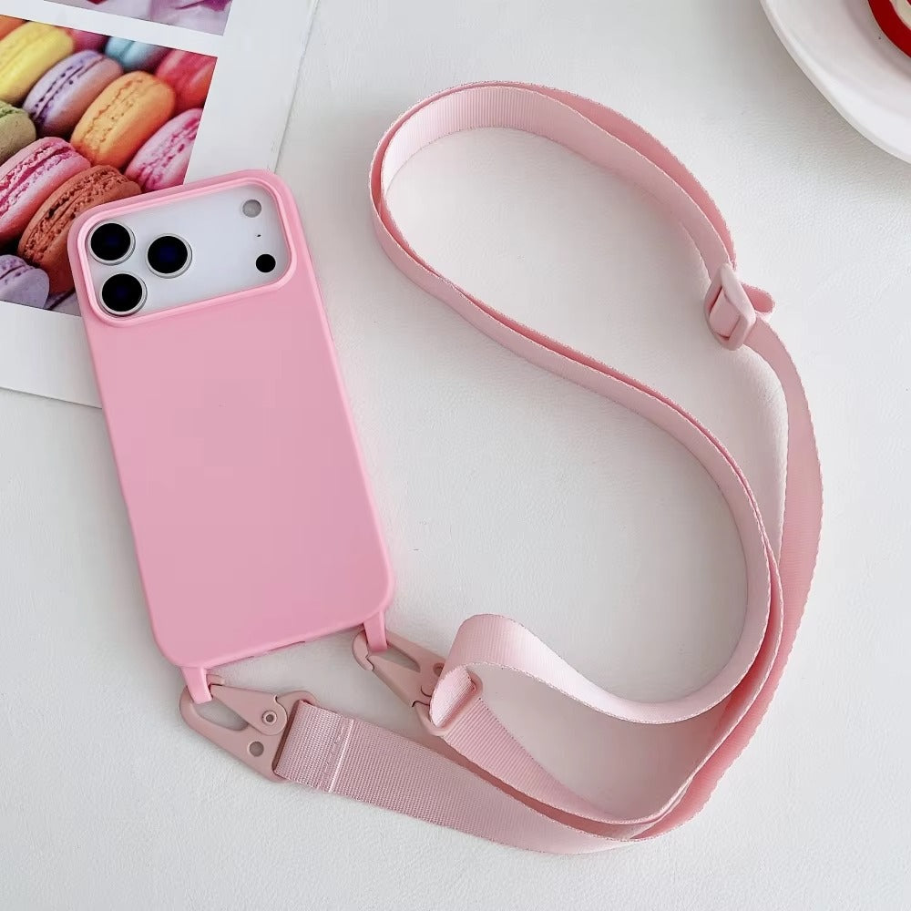 Luxury iPhone Case — Matte Silicone Shockproof Crossbody Cover with Lanyard, Anti-Fingerprint Anti-Scratch Dustproof Lightweight Transparent Design