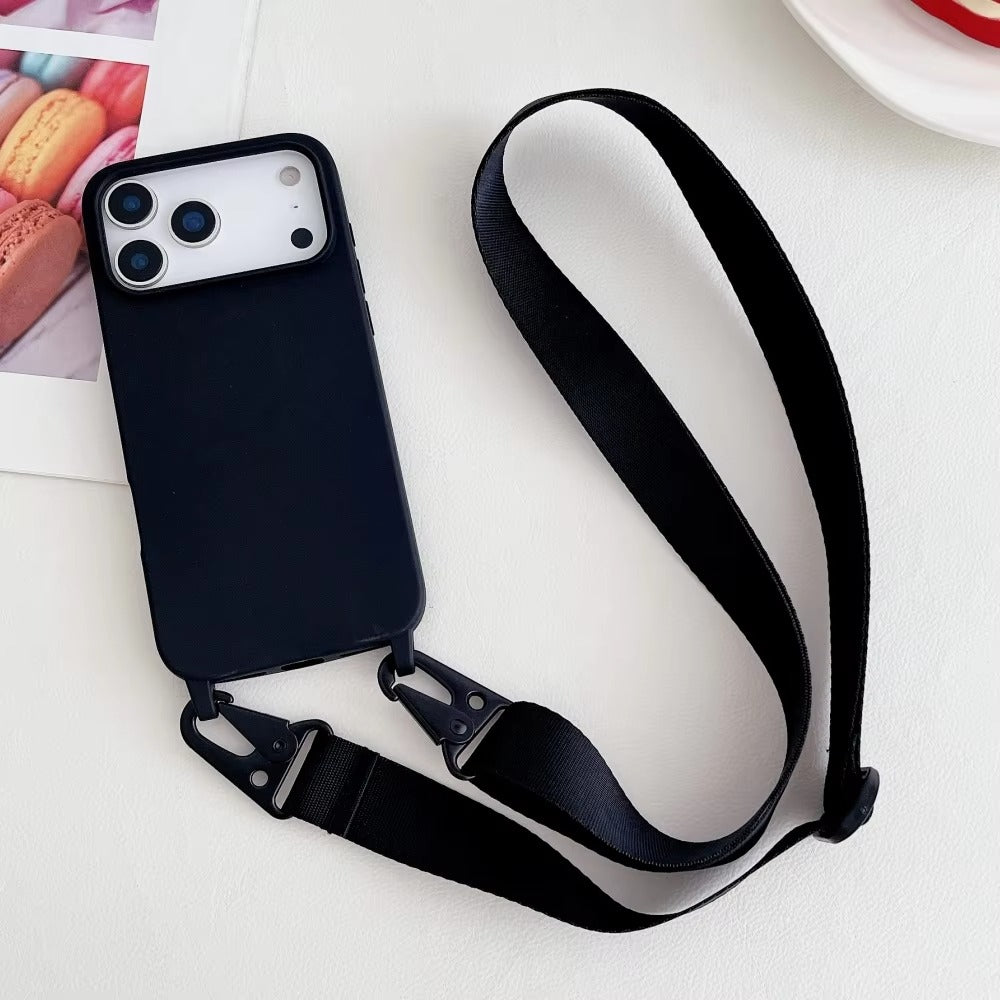 Luxury iPhone Case — Matte Silicone Shockproof Crossbody Cover with Lanyard, Anti-Fingerprint Anti-Scratch Dustproof Lightweight Transparent Design