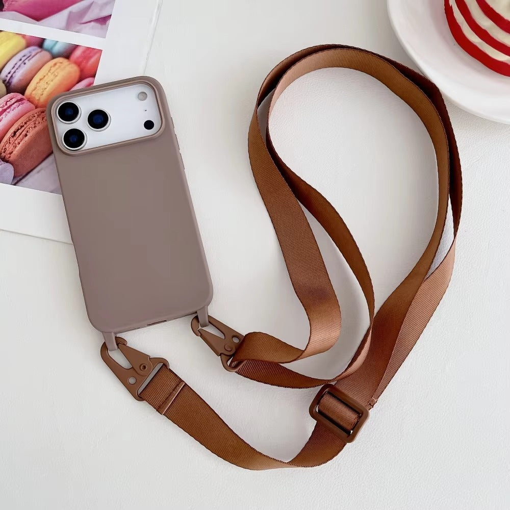 Luxury iPhone Case — Matte Silicone Shockproof Crossbody Cover with Lanyard, Anti-Fingerprint Anti-Scratch Dustproof Lightweight Transparent Design