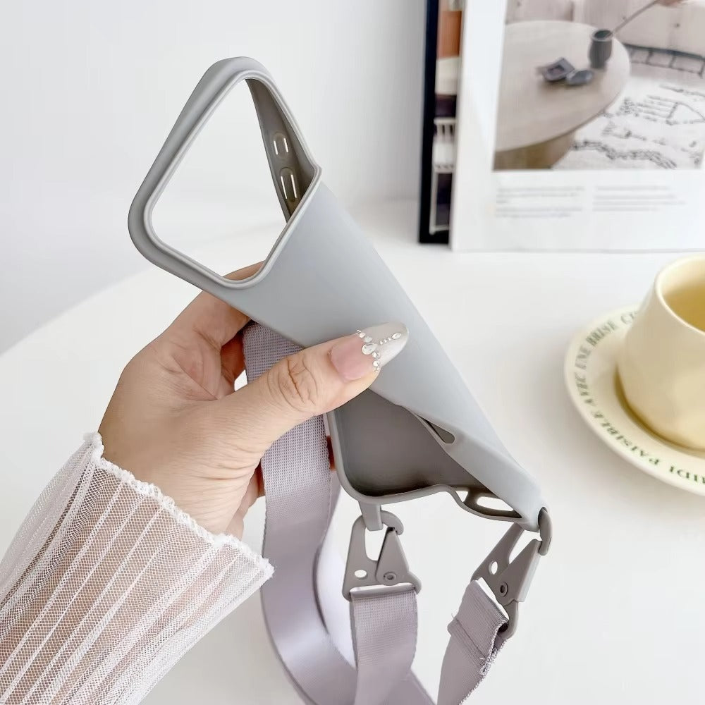 Luxury iPhone Case — Matte Silicone Shockproof Crossbody Cover with Lanyard, Anti-Fingerprint Anti-Scratch Dustproof Lightweight Transparent Design