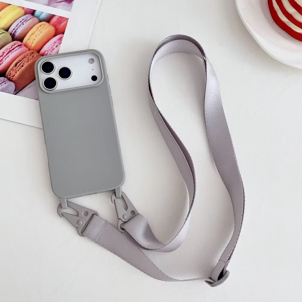 Luxury iPhone Case — Matte Silicone Shockproof Crossbody Cover with Lanyard, Anti-Fingerprint Anti-Scratch Dustproof Lightweight Transparent Design