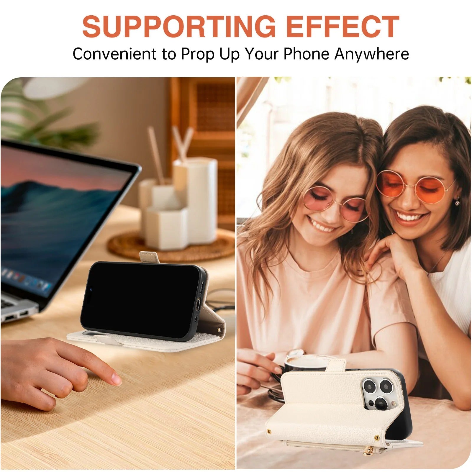 Luxury iPhone Crossbody Zipper Wallet Case — PU Leather Cover with Card Holder, Adjustable Strap, Shockproof Drop Protection, Anti-Fingerprint Scratch-Resistant Designv