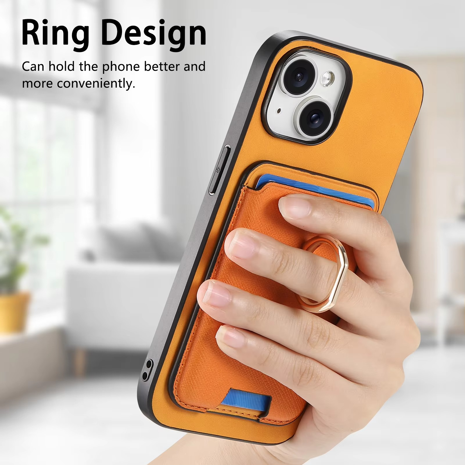 Luxury iPhone Detachable Magnetic Wallet Case — Leather Cover with Card Holder, Ring Stand Function, Shockproof Protection, Anti-Fingerprint Scratch-Resistant Design
