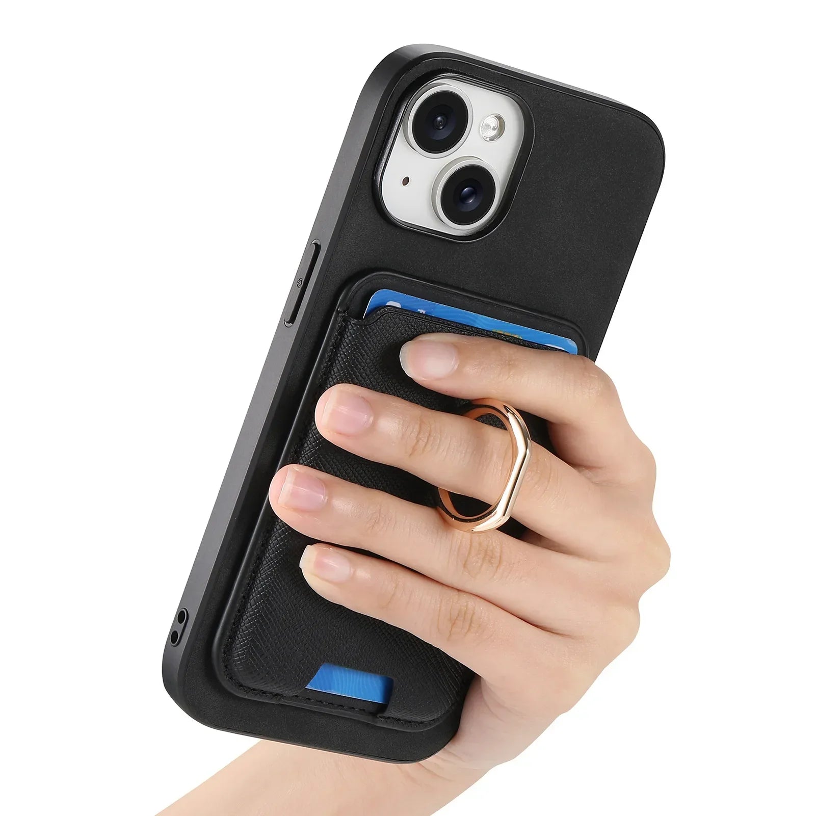 Luxury iPhone Detachable Magnetic Wallet Case — Leather Cover with Card Holder, Ring Stand Function, Shockproof Protection, Anti-Fingerprint Scratch-Resistant Design