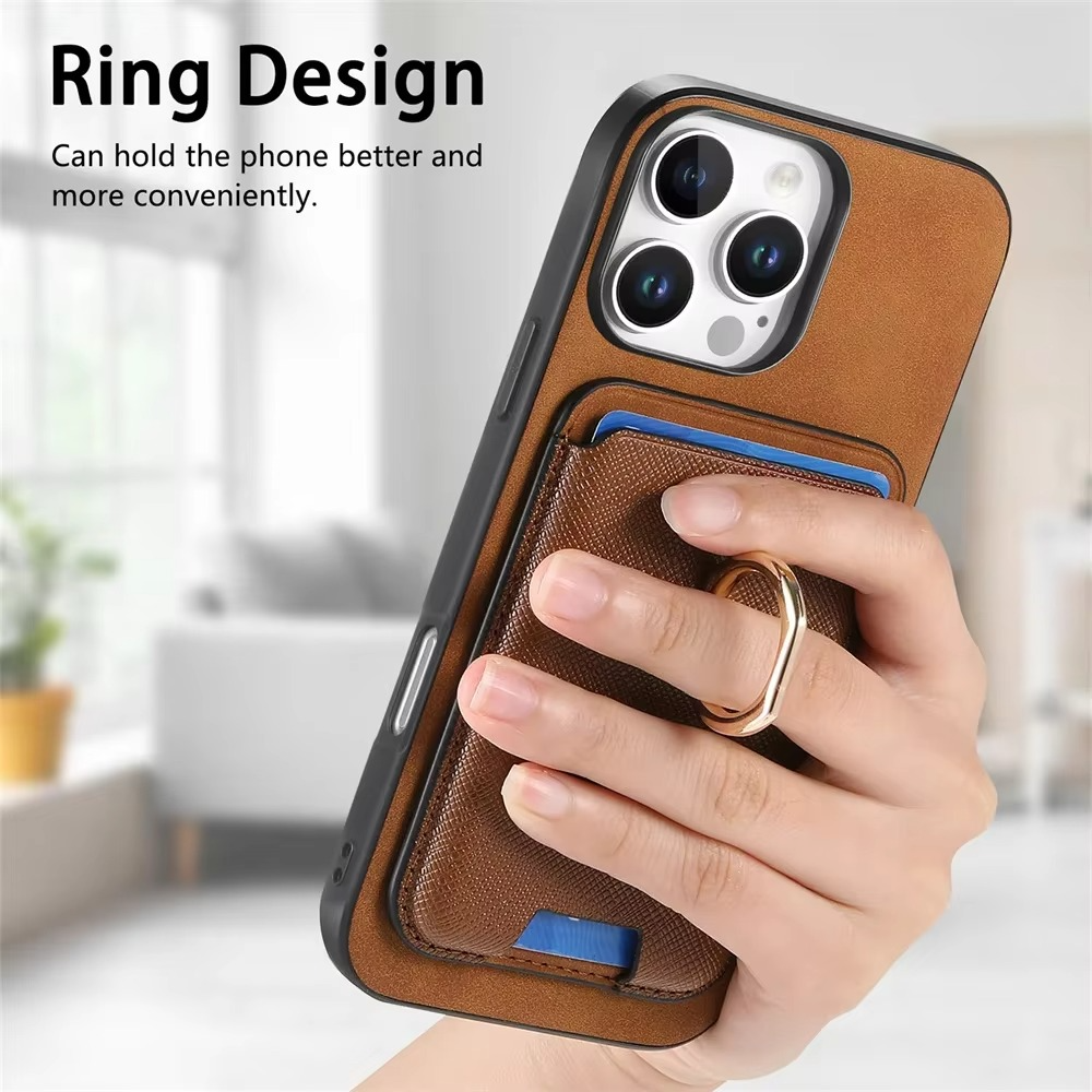 Luxury iPhone Detachable Magnetic Wallet Case — Leather Cover with Card Holder, Ring Stand Function, Shockproof Protection, Anti-Fingerprint Scratch-Resistant Design
