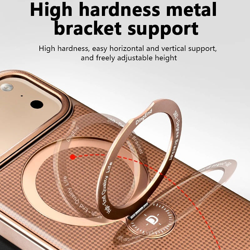 Luxury iPhone Diamond Pattern Leather Case — MagSafe Magnetic Charging, Rotating Bracket Holder, Full Coverage Shockproof Anti-Fingerprint Protection