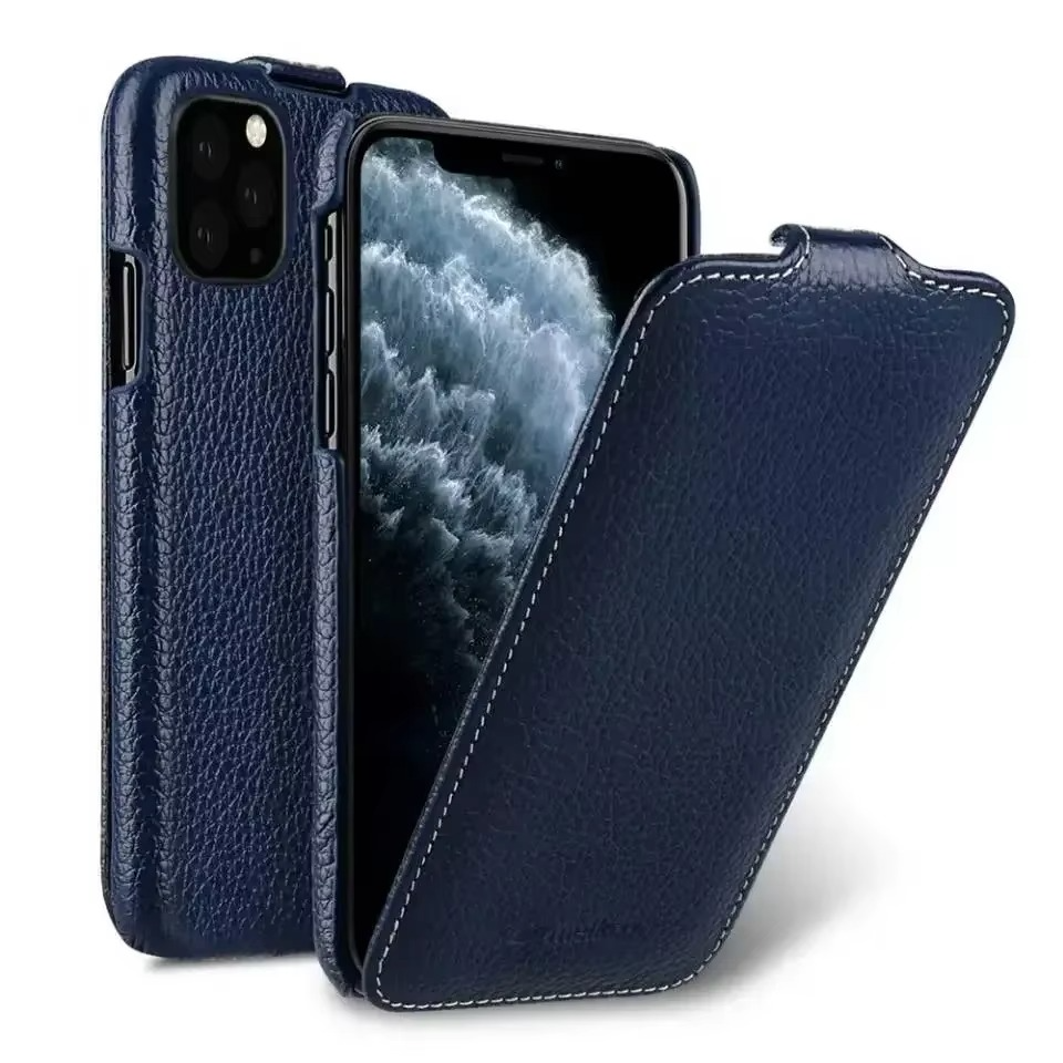 Luxury iPhone Flip Case 100% Genuine Cowhide Leather — Premium Melkco Design, Slim Protective Cover with Textured Finish, Stylish Durable Phone Protection