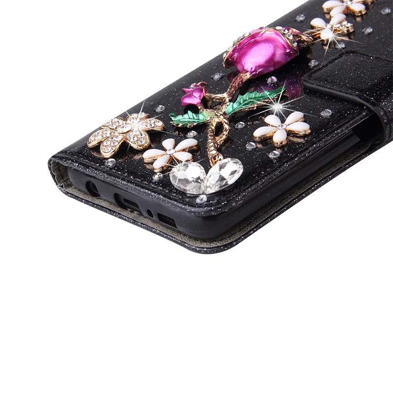Luxury iPhone Flip Glitter Wallet Case — Bling Leather Book-Style Cover with Card Holder, Dual Layer Protection, Sparkling Design, Shockproof and Dustproof