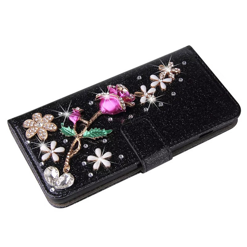 Luxury iPhone Flip Glitter Wallet Case — Bling Leather Book-Style Cover with Card Holder, Dual Layer Protection, Sparkling Design, Shockproof and Dustproof