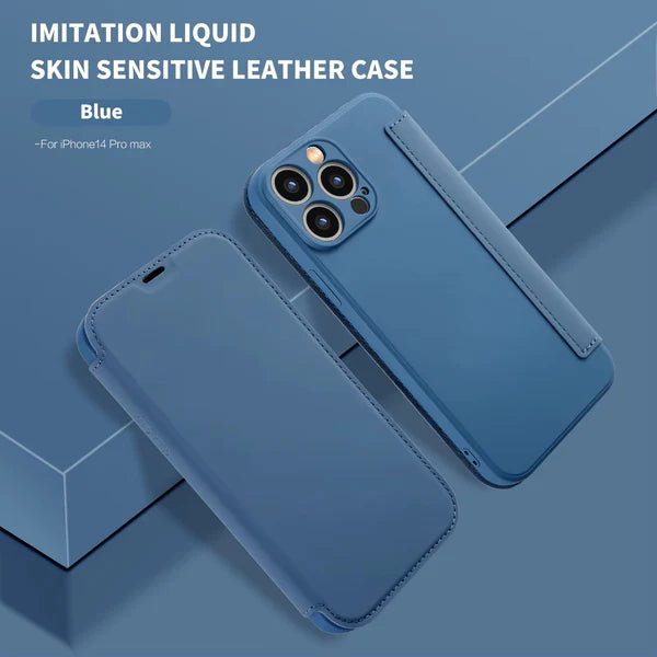 Luxury iPhone Flip Leather Wallet Case — Silicone Cover with Card Holder, Full Body Protection, Shockproof Durable Design, Stylish and Functional Phone Case