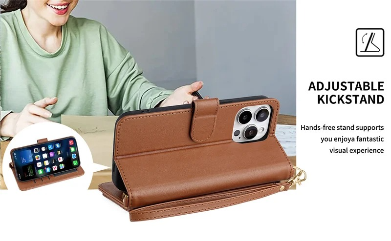 Luxury iPhone Flip Wallet Case — Leather Cover with Card Holder, Shockproof Protective Design, Stylish Full Body Phone Case with Added Functionality