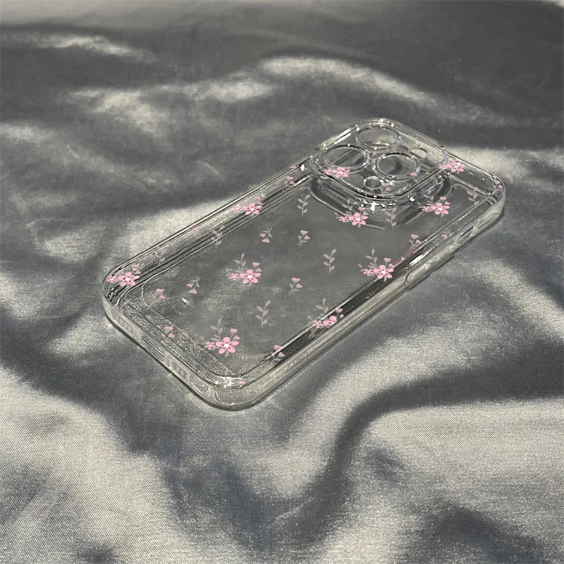 Luxury iPhone Case — Transparent Liquid Silicone Floral Shockproof Cover with Anti-Scratch Dustproof Non-Slip Lightweight Aesthetic Design