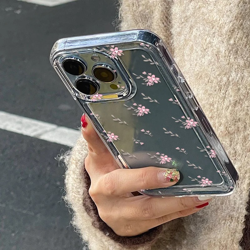 Luxury iPhone Case — Transparent Liquid Silicone Floral Shockproof Cover with Anti-Scratch Dustproof Non-Slip Lightweight Aesthetic Design