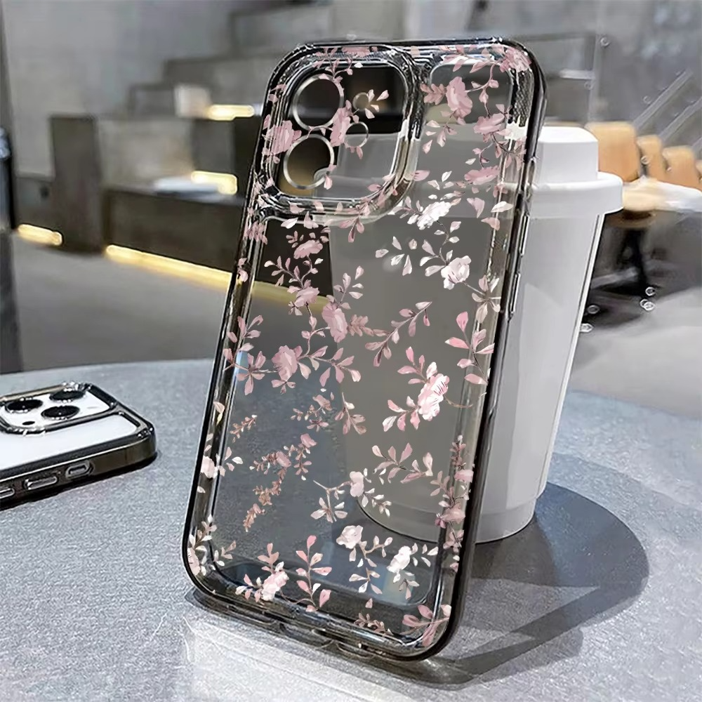 Luxury iPhone Case — Transparent Liquid Silicone Floral Shockproof Cover with Anti-Scratch Dustproof Non-Slip Lightweight Aesthetic Design